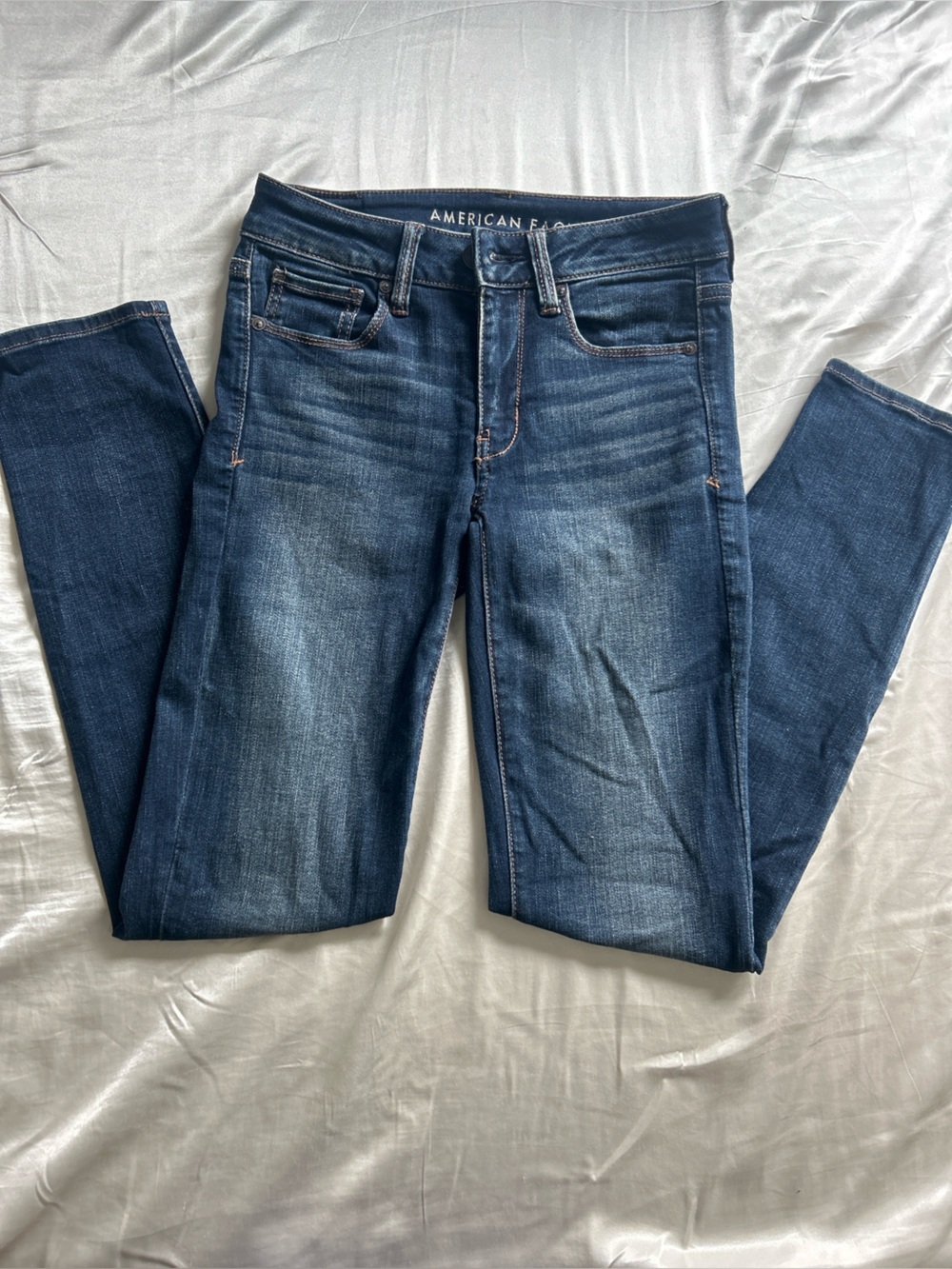American Eagle Outfitters Dark Blue Faded Skinny Jeans
